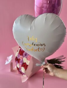 02 globos metálicos N 18 Rosado