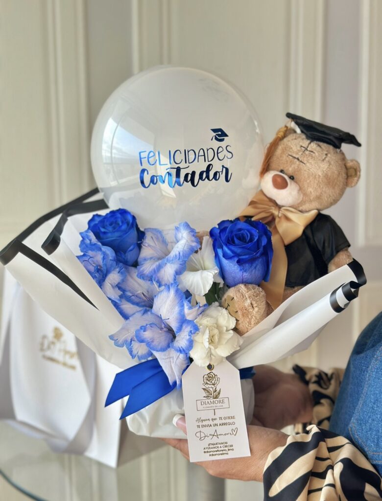 Bouquet graduado azul